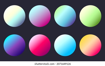 A set of gradient textures in soft gentle retro colors. Blurry colors. Background gradient for app designs, website pages, paper and fabric prints. Vector image
