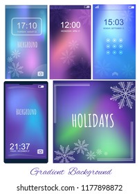 Set of Gradient ultra violet, purple and blue winter backgrounds for screen, wallpaper of mobile