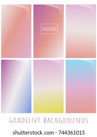 Set of Gradient vector backgrounds - gentle nuance spring color. Can use for website,  cover, blank, wallpaper, background of a greeting card, presentation, mobile app