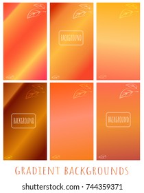 Set of Gradient vector backgrounds -  Golden autumn - with leaves. Can use for website,  cover, blank, wallpaper, background of a greeting card, presentation, mobile app