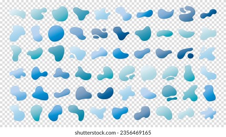 Reihe von Farbverlauf-Wasser-Gebläse Formen, rund abstrakte Elemente. Einfache Formen und Form der Wasserflecken. Vektorgrafik auf transparentem Hintergrund.