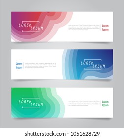 Set of gradient  wave banner design. Red , blue and green banner design. 
 Horizontal advertising.