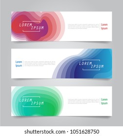 Set of gradient  wave banner design. Red , blue and green banner design. 
 Horizontal advertising.