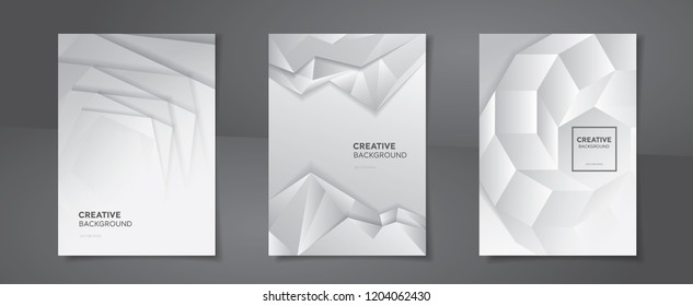Set of gradient white gray abstract backgrounds A4 proportion cover design