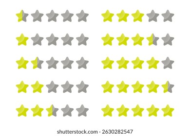Conjunto de Gradiente Amarelo Rating Star ícone para Jogo de 0,5 a 5 Estrelas. Vetor de Ícone Editável de Alta Qualidade