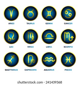 Set Gradient Zodiac Icons Design Element Stock Vector (Royalty Free ...