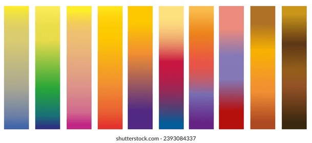 Set of gradients bright, smooth, pastel gradient colors designs for devices, computers and modern smartphone screen backgrounds. Vector illustration.