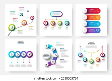 Set of gradients elements for business presentation and infographic. Vector infochart design illustration with 4 and 5 options.