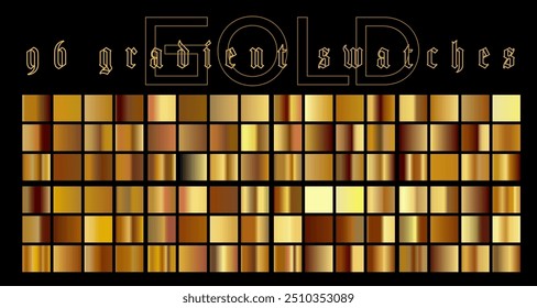 Set of gradients in gold metallic colors for design and vector illustrations.