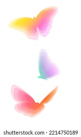 A set of gradients and a stylish butterfly print. Modern abstract background texture. Template for the design. Vector.