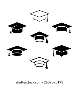 Set of Graduate Cap Icon Vector Template