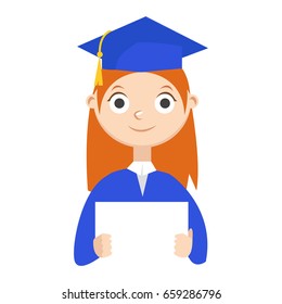 Set. A graduate with a diploma. Vector Flat Illustration