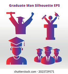 set of graduate man Silhouette abstract,  line isolated or logo isolated sign symbol vector, outline and stroke style Collection of high-quality color style vector illustration,