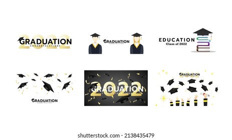 Set Graduation background for content online ,Class of 2022 logo simple. Congratulations Graduates Class 2022. Template for graduation design.isolated on white background ,Vector illustration EPS 10