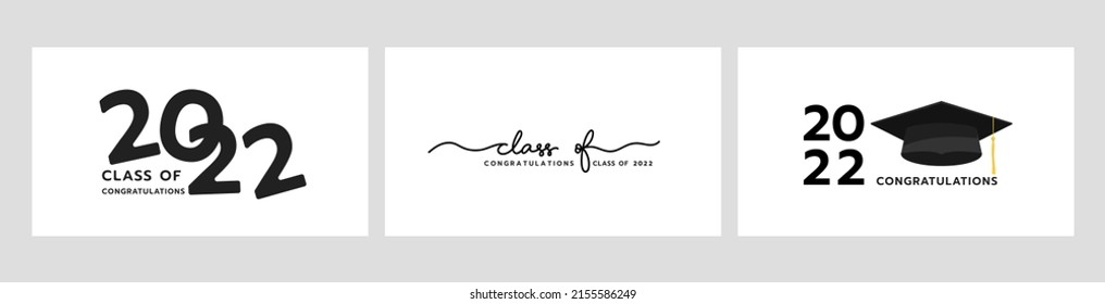 Set Graduation background for content online ,Class of 2022 logo simple. Congratulations Graduates Class 2022. Template for graduation design.isolated on white background ,Vector illustration EPS 10