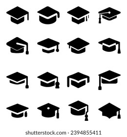 Set of graduation cap icon. Pictogram vector design.