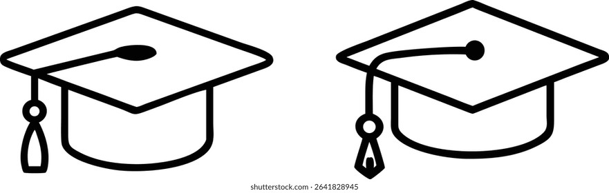 Set of Graduation Cap Icons Silhouette Academic Hat Outline Vector Collection