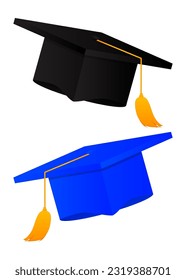 Set von Graduationskappe, Mörtel-Pappe-Symbole. Vektorgrafik von Akademischen Kappen. StudentIn Icon für Druck, Web und App.