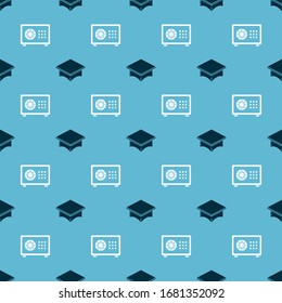 Set Graduation cap and Safe on seamless pattern. Vector