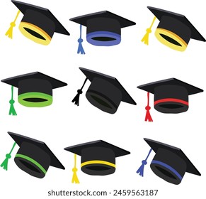 set of graduation cap university