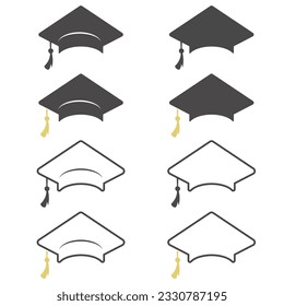 A Set of Graduation Cap Vectors