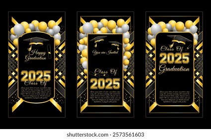 set of graduation class of 2025 invitation background