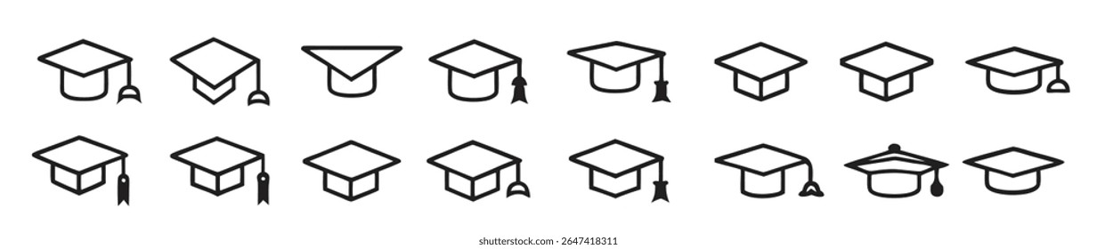 Set of graduation hats icons vector illustration