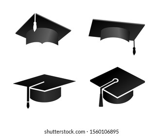 Set of graduation icon. Education sign. Vector illustration. Isolated on white background.