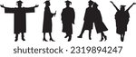set of graduation silhouettes, student ceremony, people, graduation ceremony