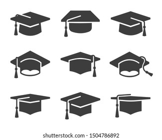 set of graduations hat vector icons