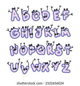 Set of graffiti alphabet letters with hands and eyes. Perfect for poster, party invitation and print. Hand drawn vector illustration for decor and design. 


