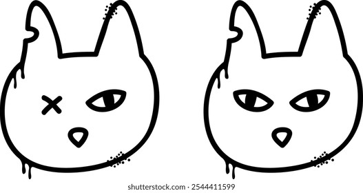 a set of graffiti cat icons