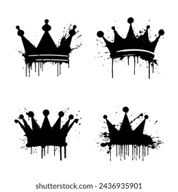 Set graffiti crown with black spray paint.