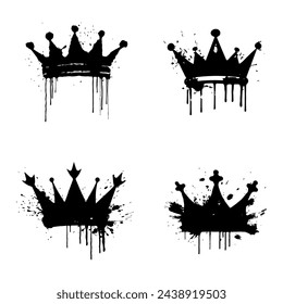 Set graffiti crown with black spray paint.