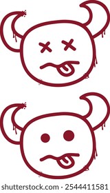 a set of graffiti devil icons