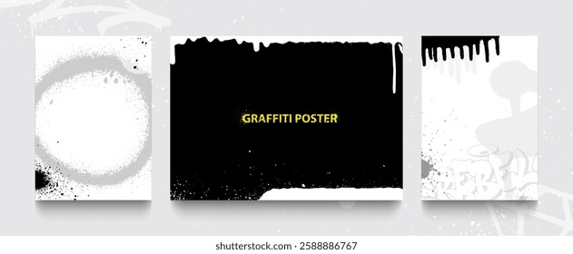 Set of graffiti posters. Vector illustrations for your creativity. EPS 10.