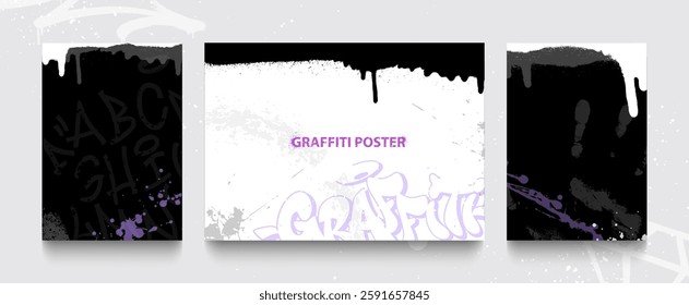 Set of graffiti posters. Vector illustrations for your creativity. EPS 10.