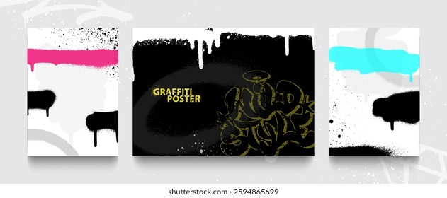 Set of graffiti posters. Vector illustrations for your creativity. EPS 10.