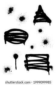 Set of graffiti spray banner. Vector spray paint shapes with smudges