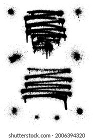 Set of graffiti spray banner. Vector spray paint shapes with smudges