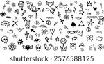 Set of graffiti spray element vector. Collection of colorful symbol, scribble, stroke, arrow, heart