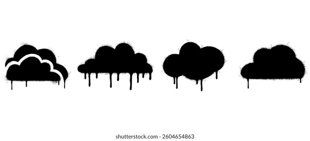 Set of graffiti spray paint cloud icon. design elements for banner, flyer, street art, cards, poster, and ads.