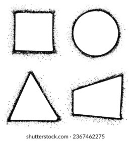 Set of graffiti spray paint. Collection of symbols square, circle, triangle Isolated Vector