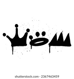 Set of graffiti spray paint. Collection of symbols Crown Isolated Vector