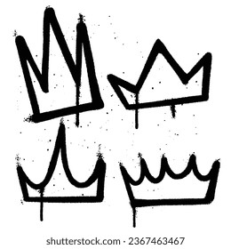 Set of graffiti spray paint. Collection of symbols Crown Isolated Vector