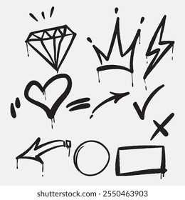 Set of graffiti spray paint element vector illustration