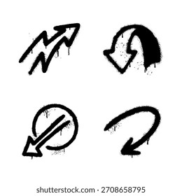 Set of Graffiti Spray Painted Arrow Icons for Direction and Movement