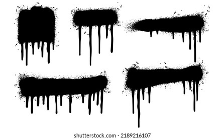 Set of graffiti Spray painted lines and Drips Black ink splatters isolated on white background. vector illustration.