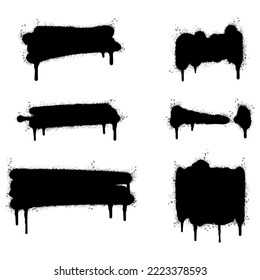 Set of graffiti Spray painted lines and Drips Black ink splatters isolated on white background. vector illustration.