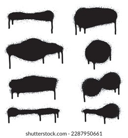Set of graffiti Spray painted lines and Drips Black ink splatters isolated on white background. vector illustration.
